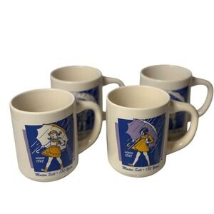 VTG Morton Salt 150th Anniversary Coffee Mugs Lot of 4 1848-1998 Commemorative